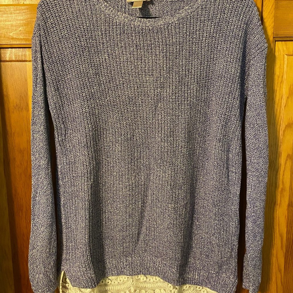 Knit Sweater With Lace Bottom